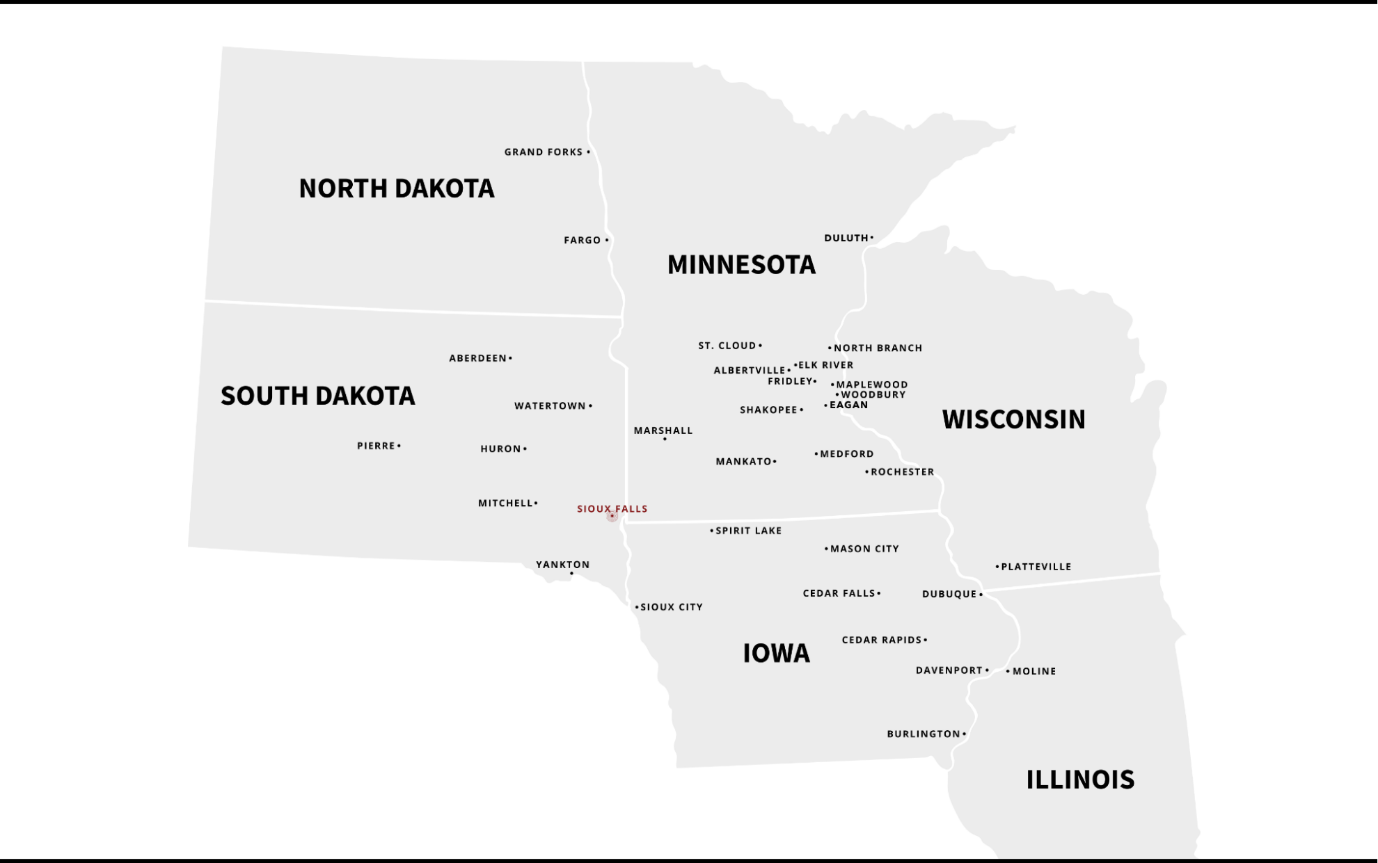 A map of our company's geographical footprint.