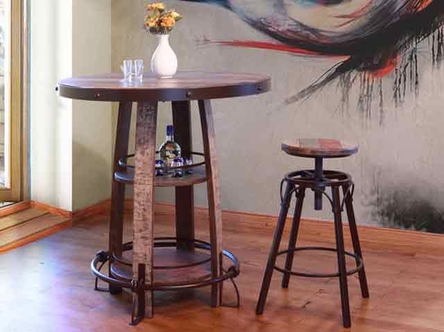 Antique Bistro Table with Four Stools