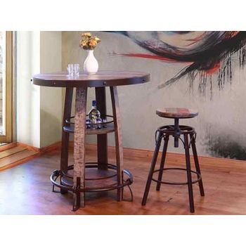 Antique Bistro Table with Four Stools