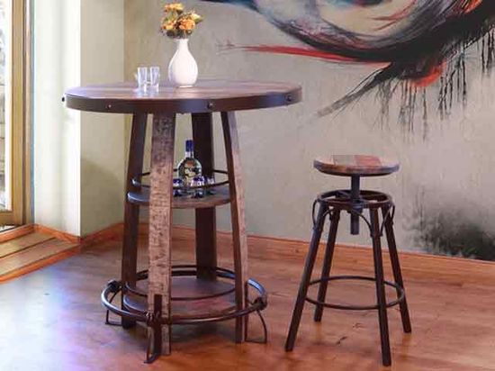 Picture of Antique Bistro Table with Four Stools