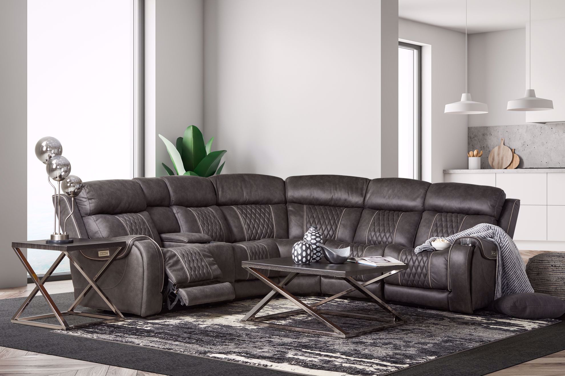 Bandera 6pc Power Sectional | The Furniture Mart