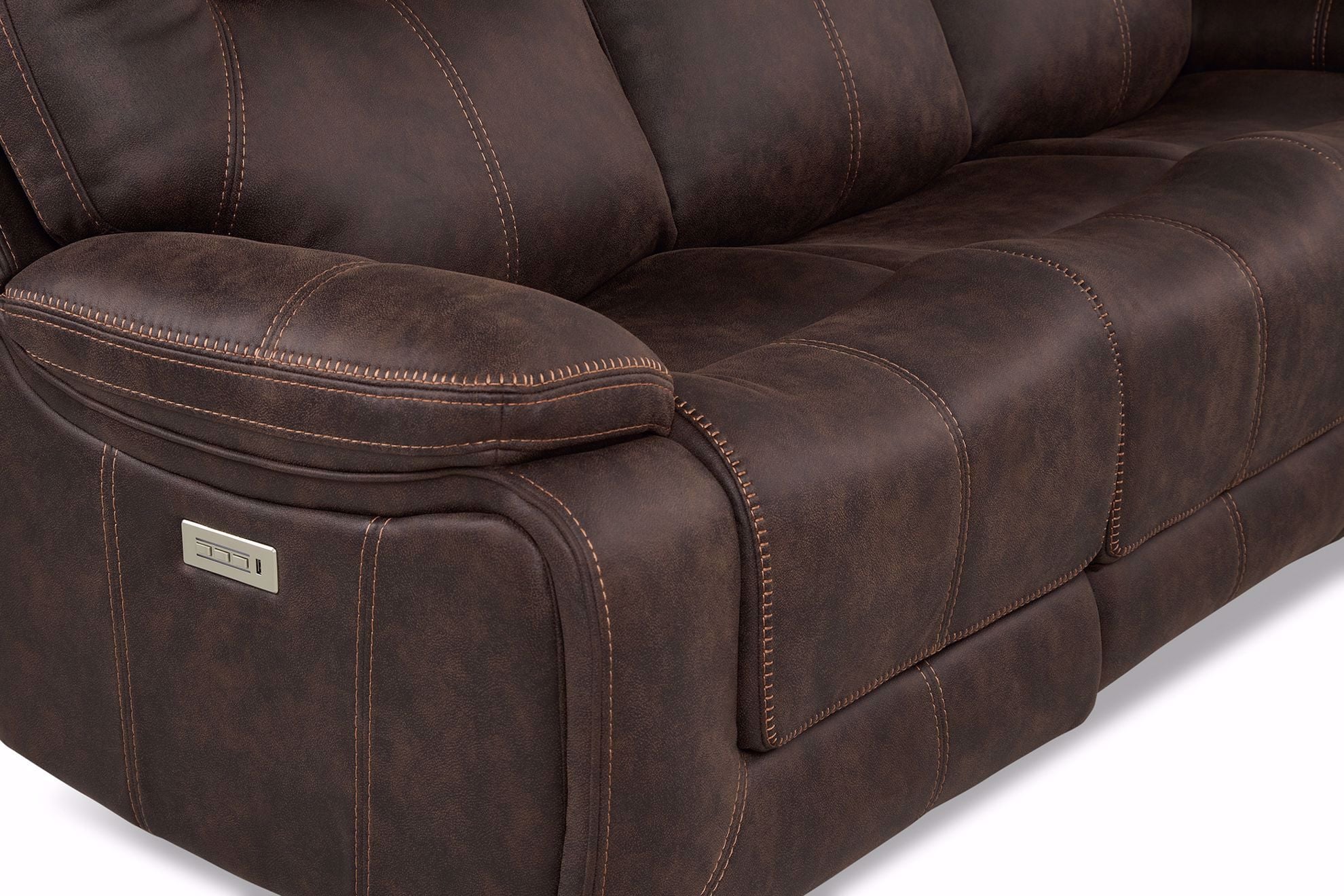 Walnut Power Headrest Sofa | The Furniture Mart