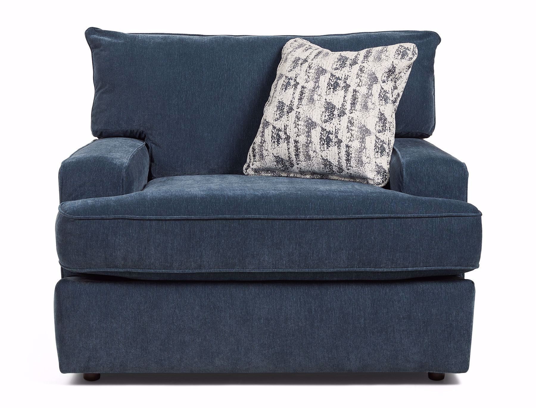 Blue oversized chair online with ottoman