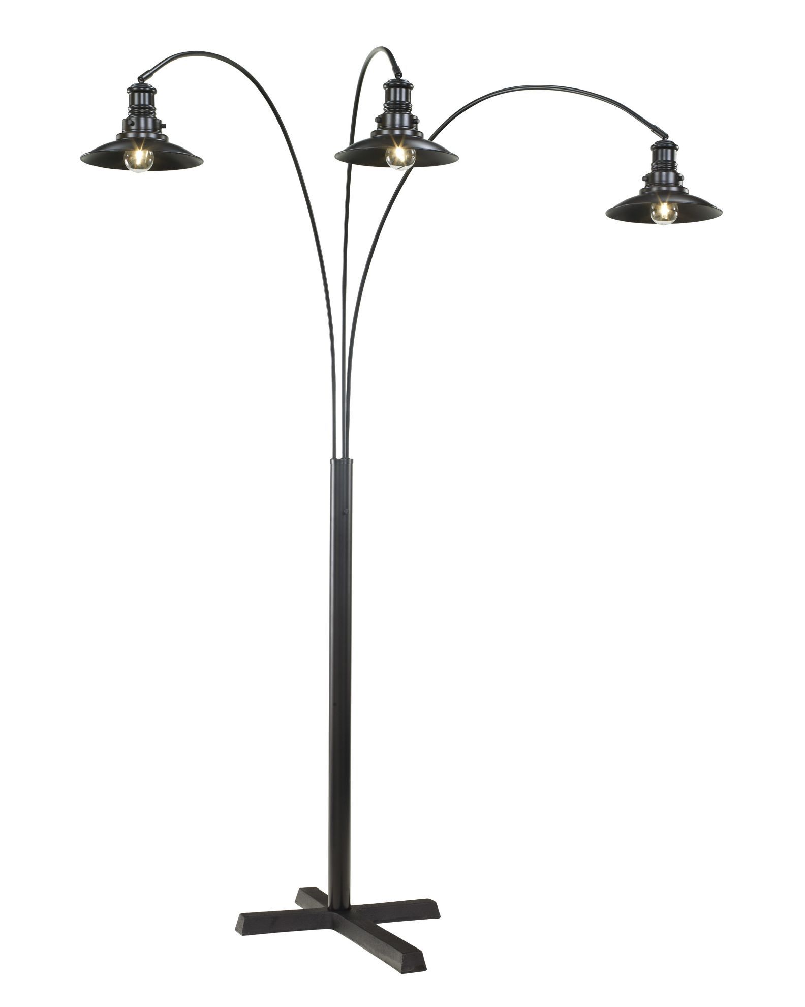 Black Metal Three Arm Floor Lamp