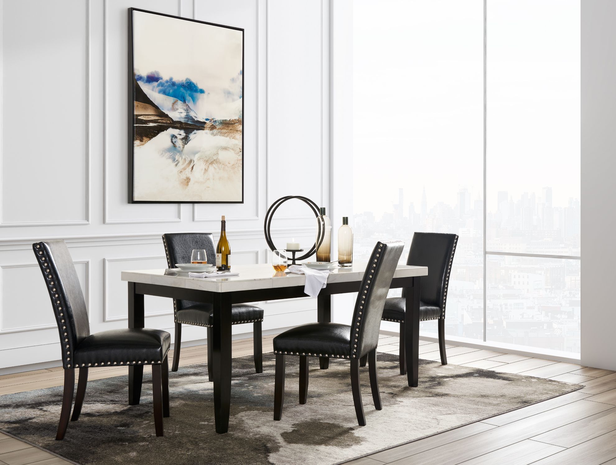 Steve silver westby white 2024 marble top dining table