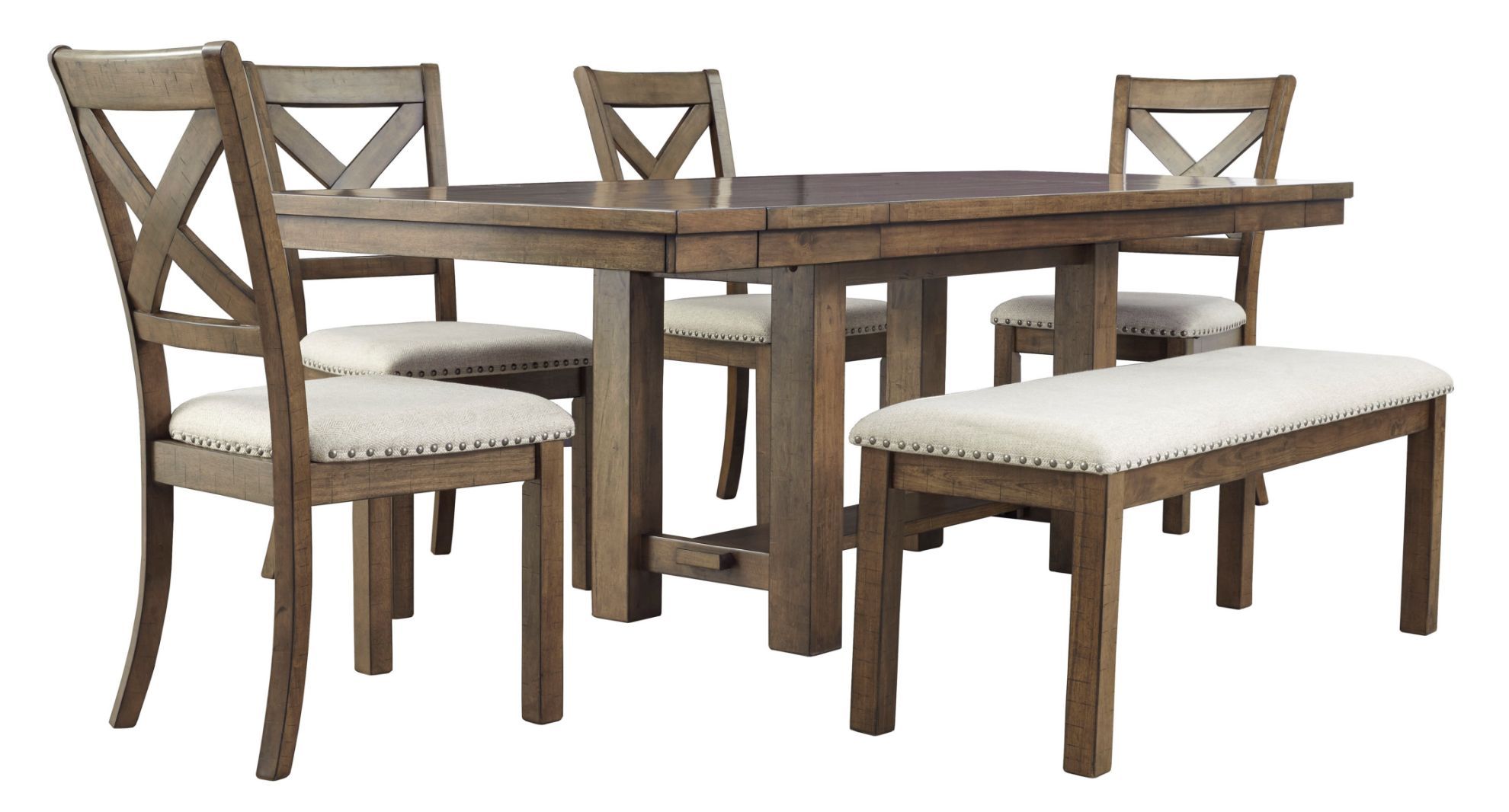 Moriville Dining Table with Four Chairs and One Bench