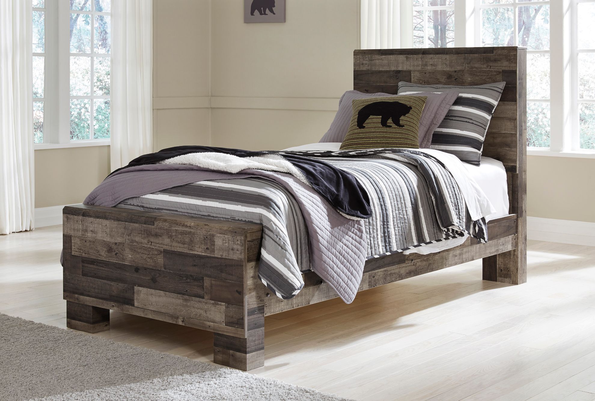 Derekson Twin Panel Bed | The Furniture Mart