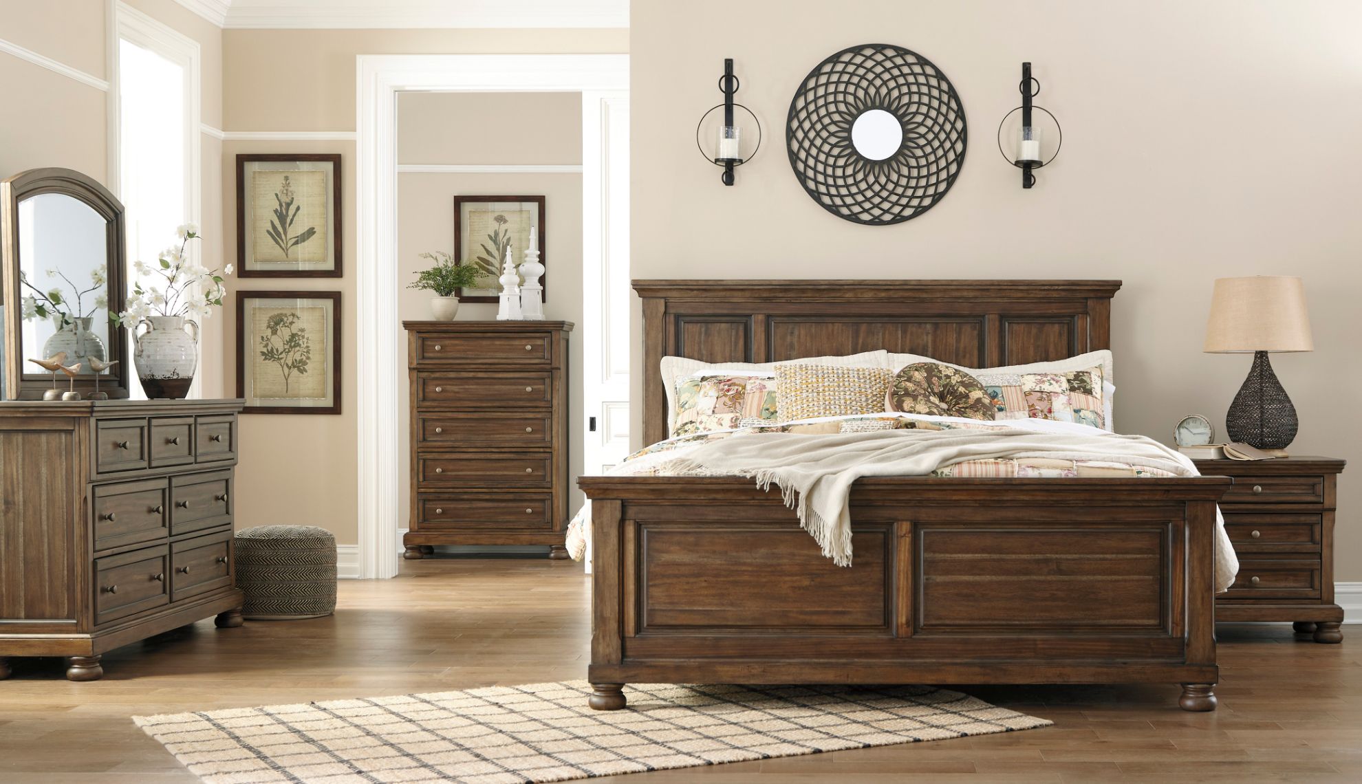 Flynnter King Panel Bedroom Set | The Furniture Mart