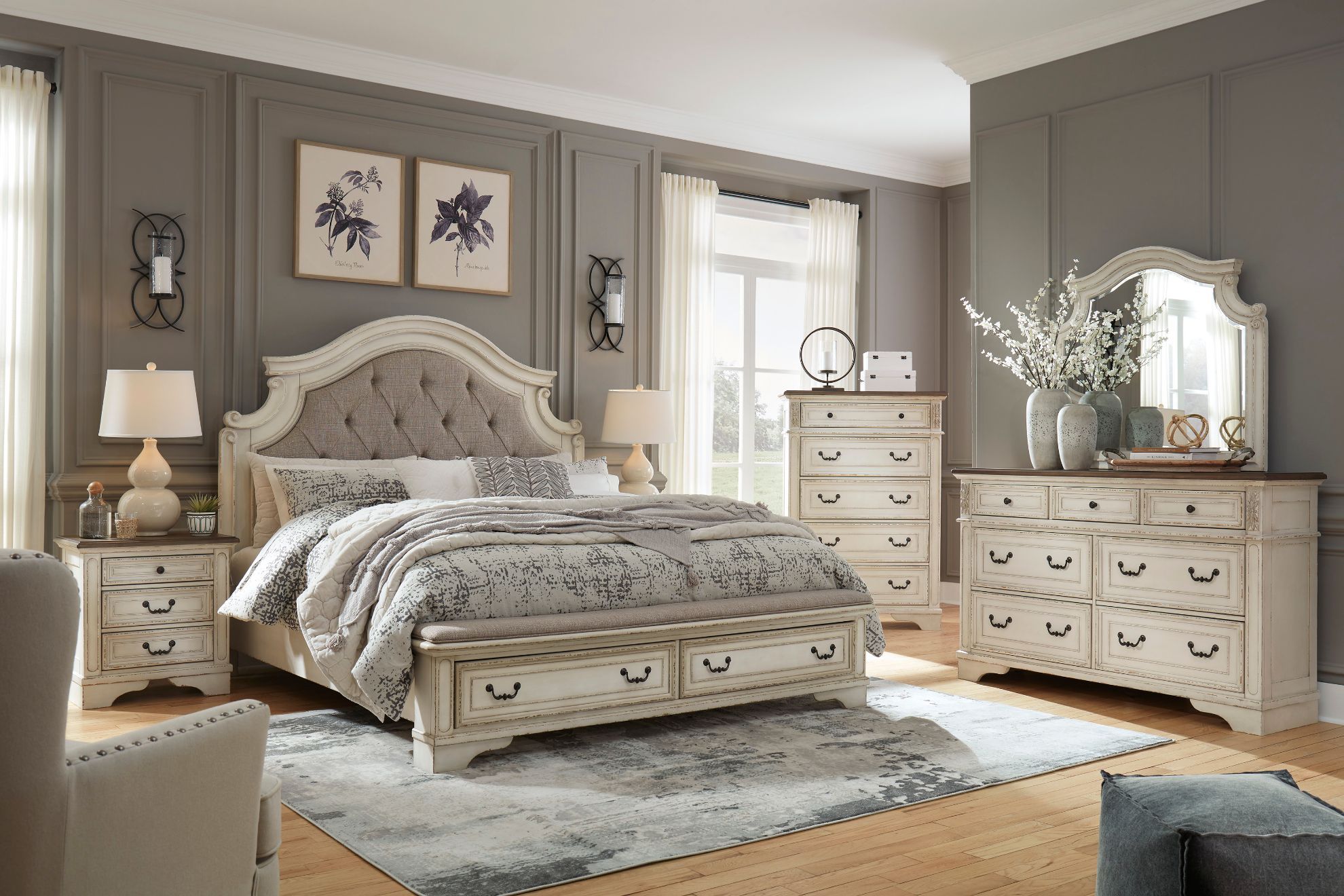 Realyn chipped deals white bedroom set