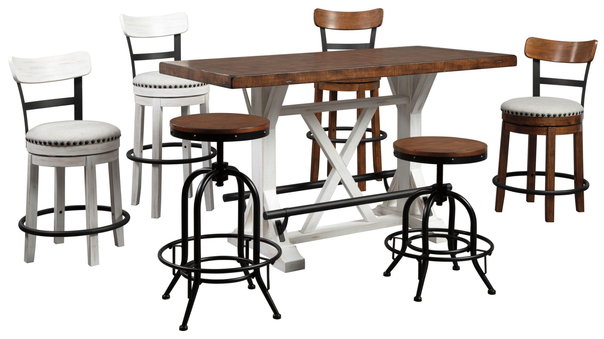 Valebeck Counter Table with 6 Stools