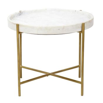 Marble Top Brass Accent Table