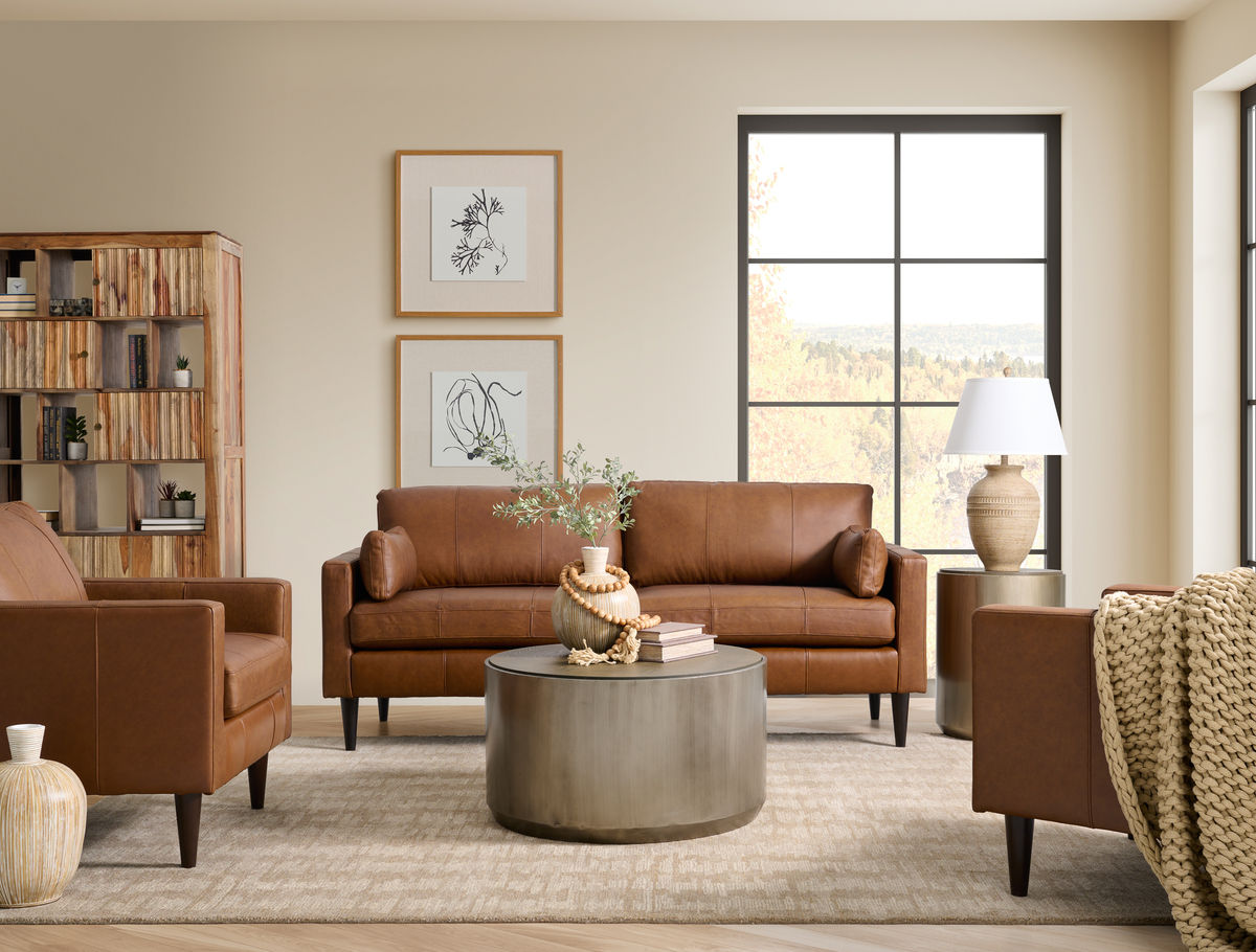 Trafton on sale leather sofa