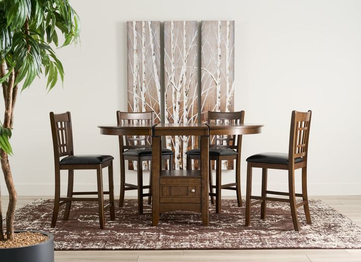 Max Cherry 5pc Counter Dining Set The Furniture Mart
