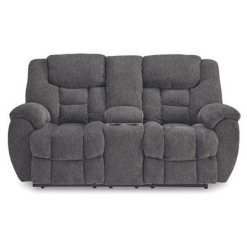 A picture of Foreside Console Loveseat Recliner.