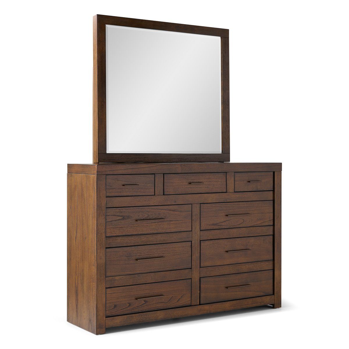 Modern Loft Brown Chesser and Mirror