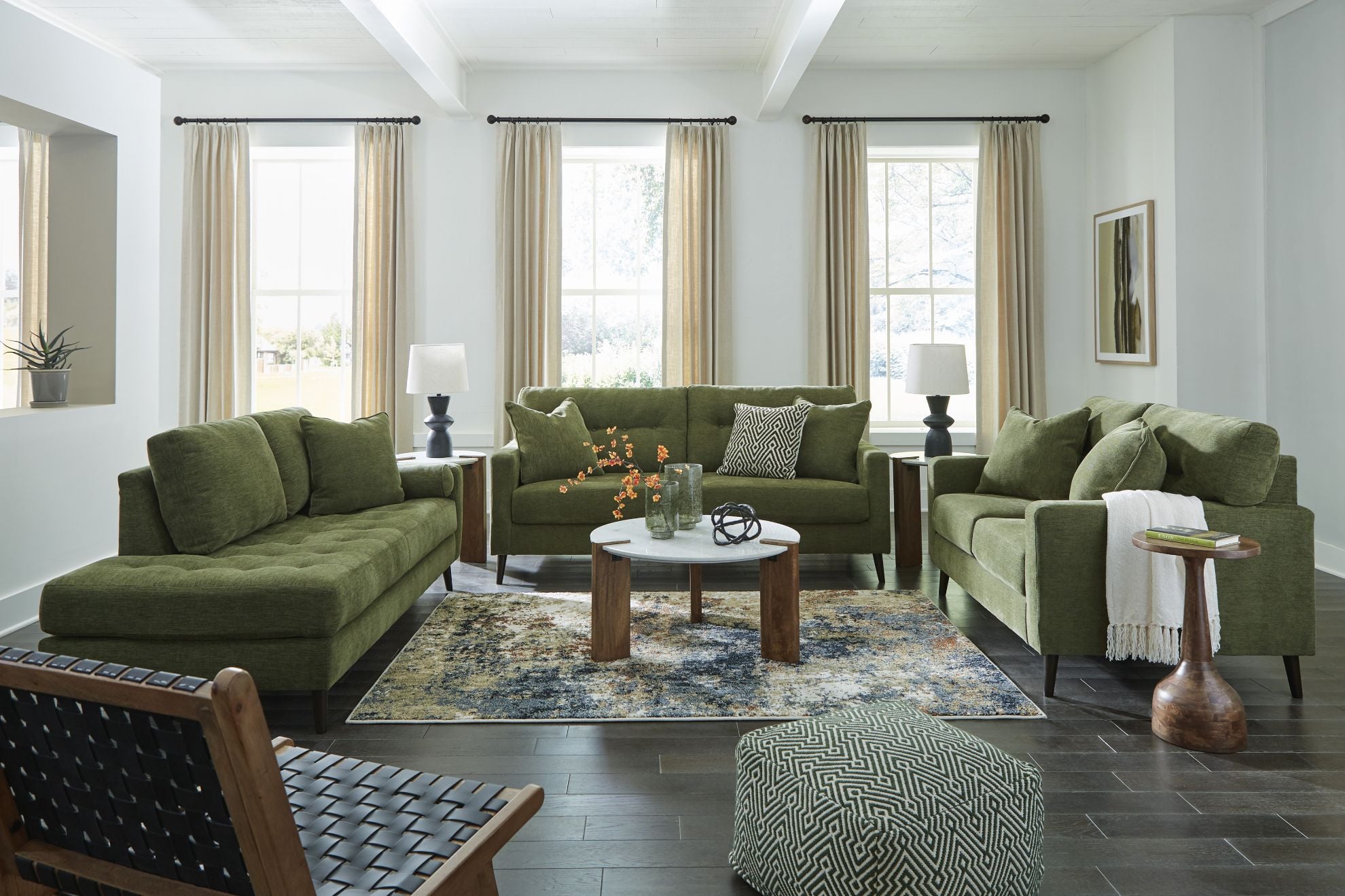 コンパクトソファ グリーン b1-sofa-003-gr 197cm Bixler Sofa | The Furniture Mart