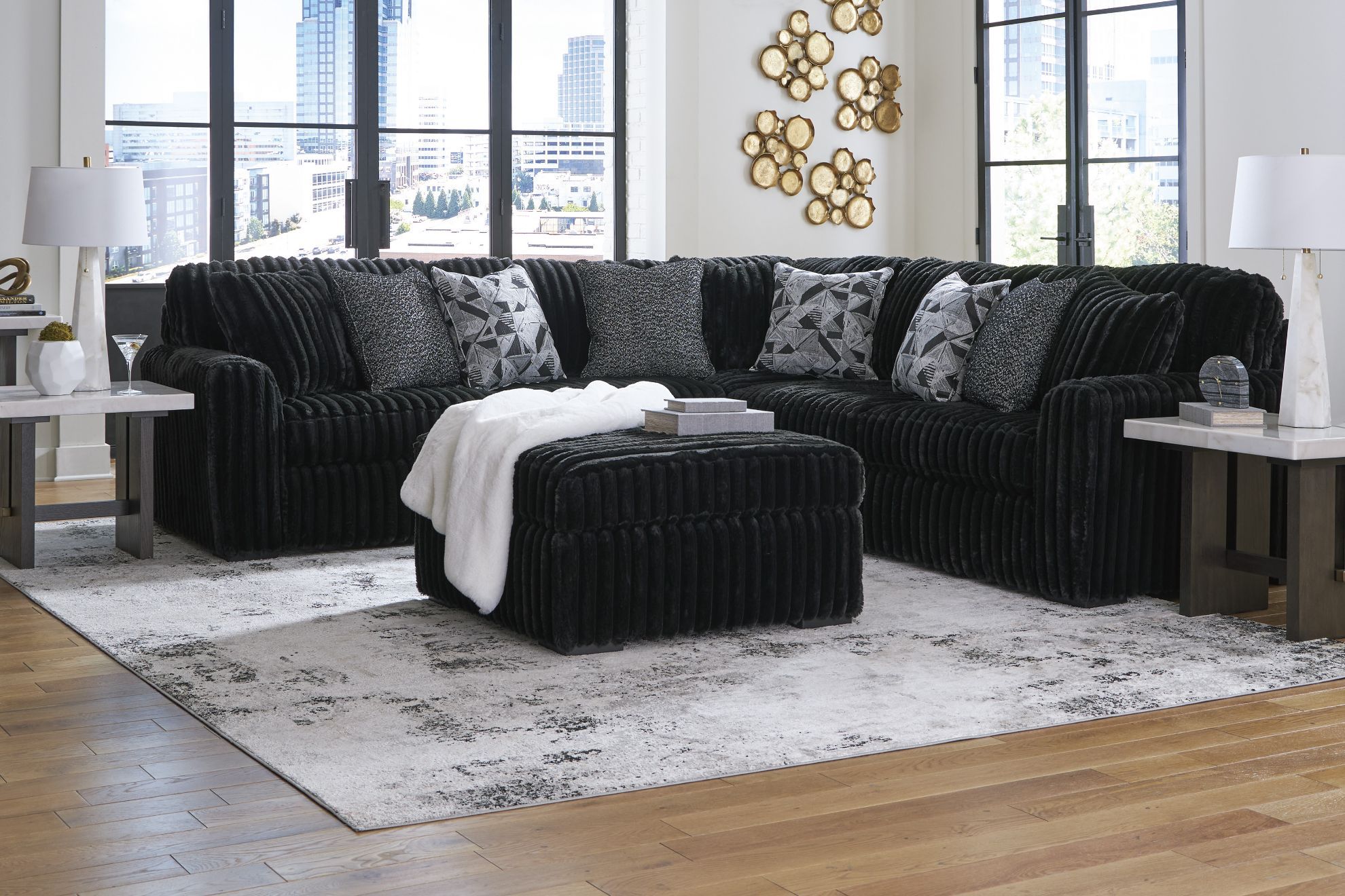 Midnight Madness Oversized Ottoman | The Furniture Mart