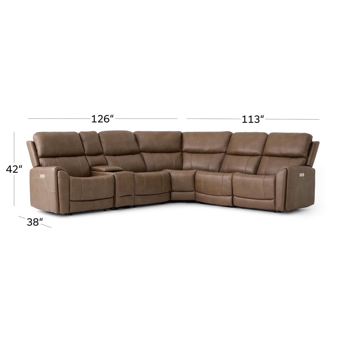 Cappuccino 6pc Power Sectional | The Furniture Mart