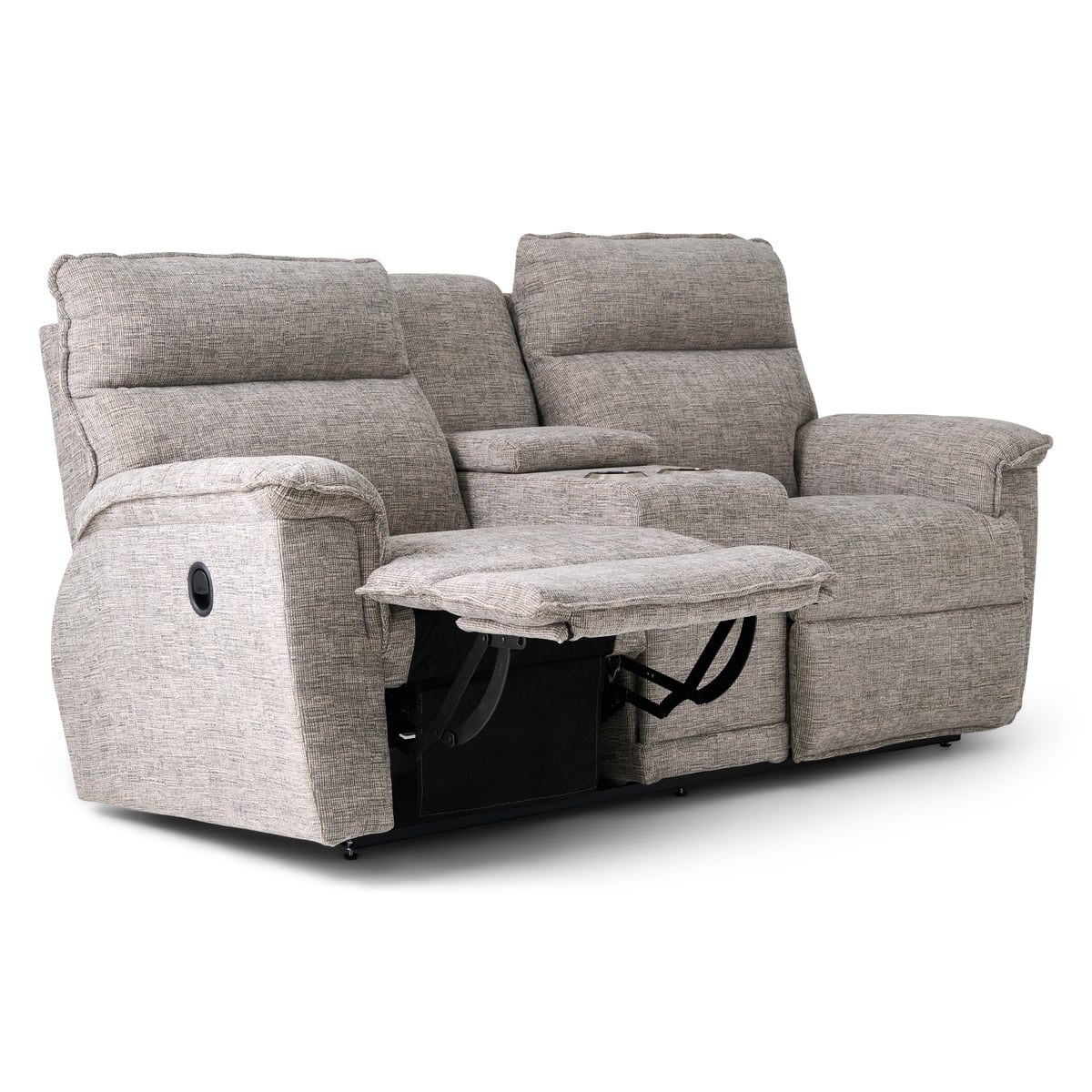 Jay Linen Reclining Console Loveseat | The Furniture Mart