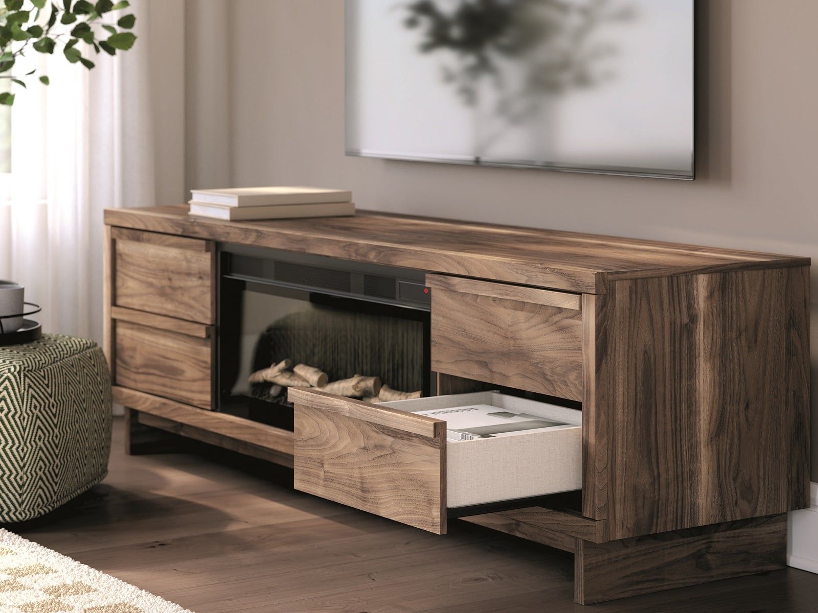 洋楽 maditations Zadilyn XL Fireplace TV Stand | The Furniture Mart