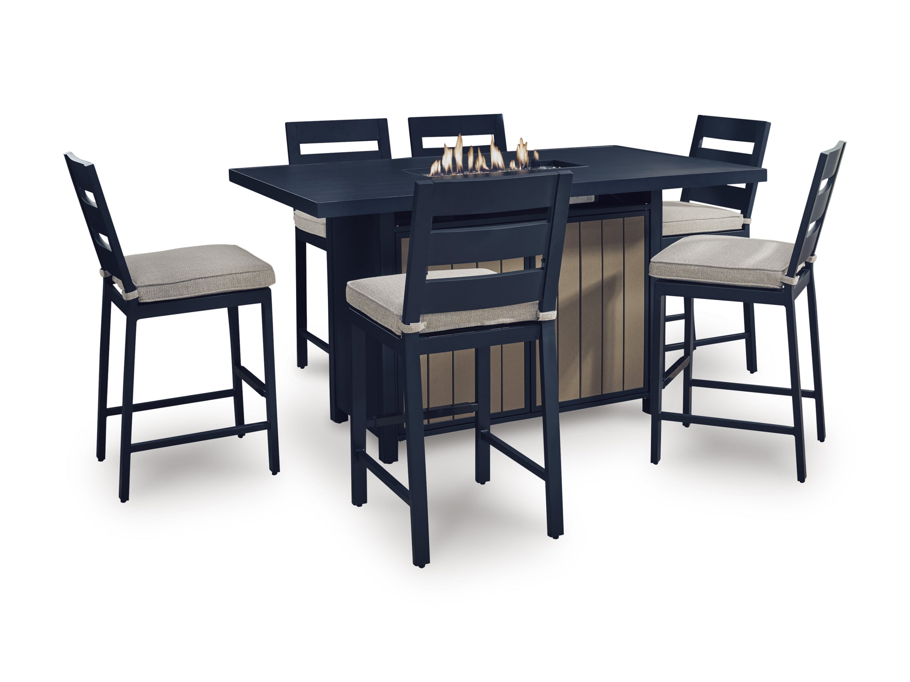 Mabry Shores 7pc Fire Pit Counter Set | The Furniture Mart