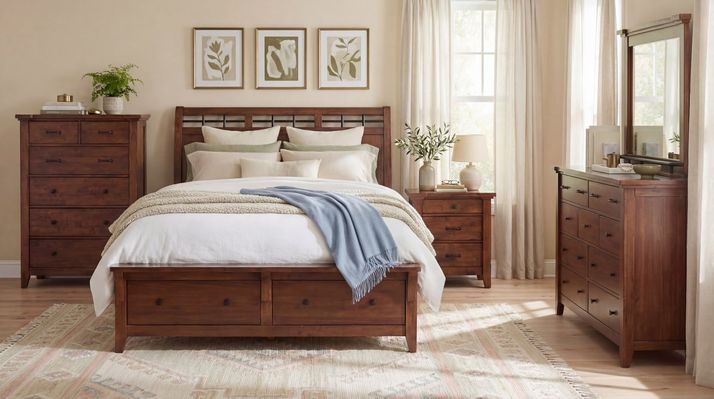 dresser storage beds Robbinsdale - 6 Pc. - Dresser, Mirror, Chest, King Panel Storage Bed