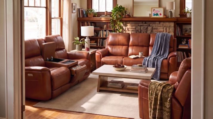 Picture of Cognac Power Console Loveseat
