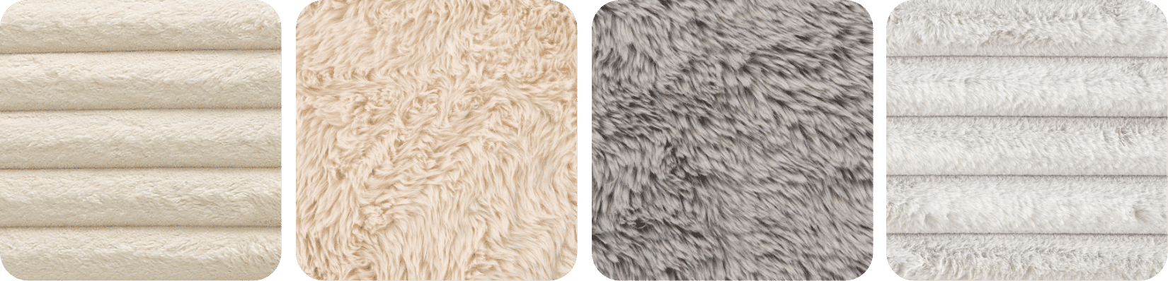 various swatches of plush textured fabrics